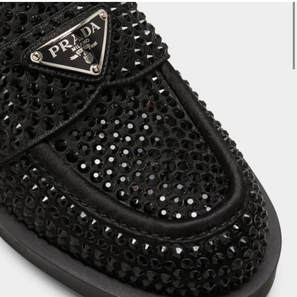 PRADA Satin Crystal Loafer Mules Size 41 - Picture 2 of 13